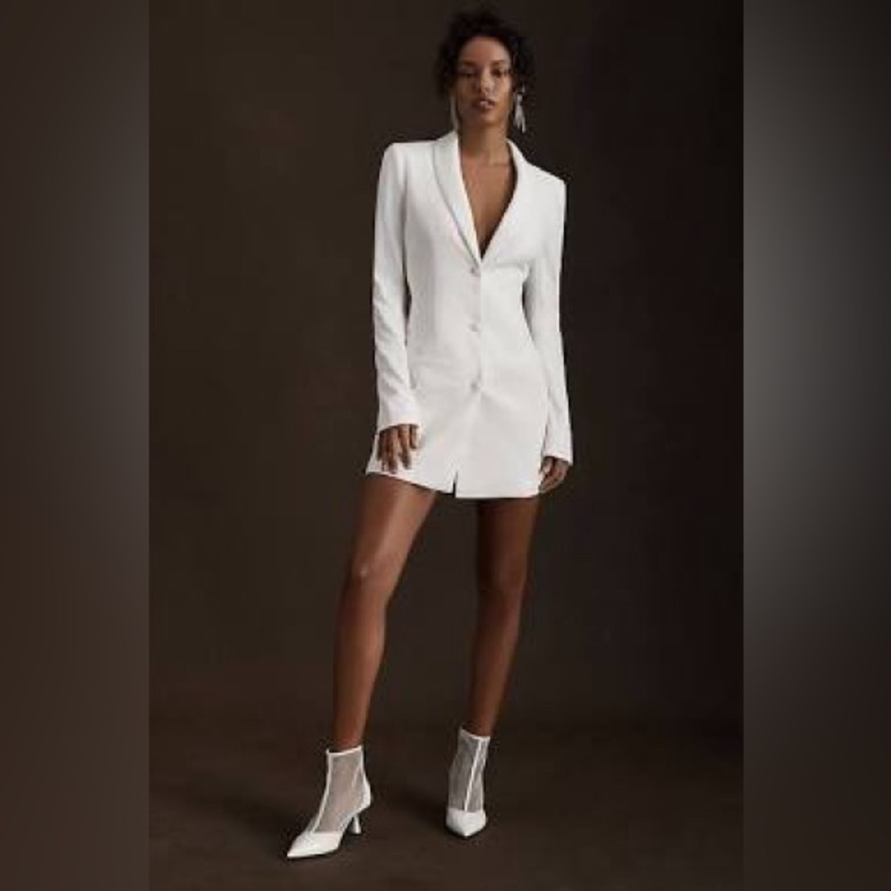 BHLDN by Carly Cushnie Samantha, white open-back Blazer Mini Dress, size 0
